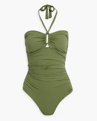 Zimmermann Ruched halterneck swimsuit - Green Green