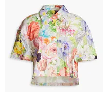 Alice Olivia - Carver cropped floral-print linen-blend shirt - Multicolor