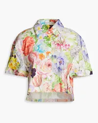 Alice + Olivia Alice Olivia - Carver cropped floral-print linen-blend shirt - Multicolor Multicolor