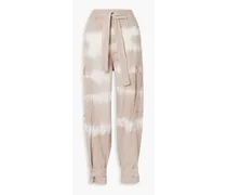 Belted tie-dyed tapered jeans - Neutral