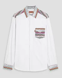 Missoni Crochet knit-trimmed pinstriped cotton-poplin shirt - White White