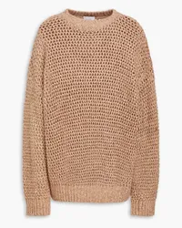 Brunello Cucinelli Metallic open-knit wool-blend sweater - Neutral Neutral