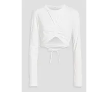 A C. - Janie cropped ruched cotton-jersey top - White