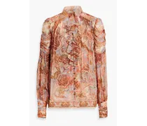 Ruffled printed georgette blouse - Orange