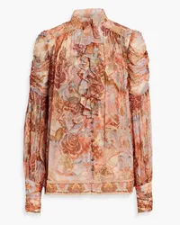 Zimmermann Ruffled printed georgette blouse - Orange Orange