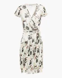 Diane von Furstenberg Theo tiered floral-print plissé-chiffon mini wrap dress - White White