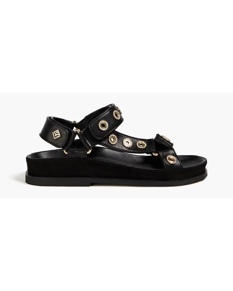 Sandro Embellished leather sandals - Black Black