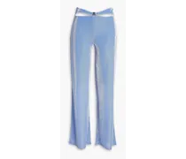 Adora cutout metallic stretch-jersey wide-leg pants - Blue