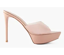 Betty 115 patent-leather and PVC platform mules - Neutral