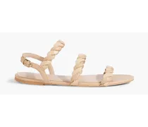 Twistie smooth and patent-leather slingback sandals - Neutral