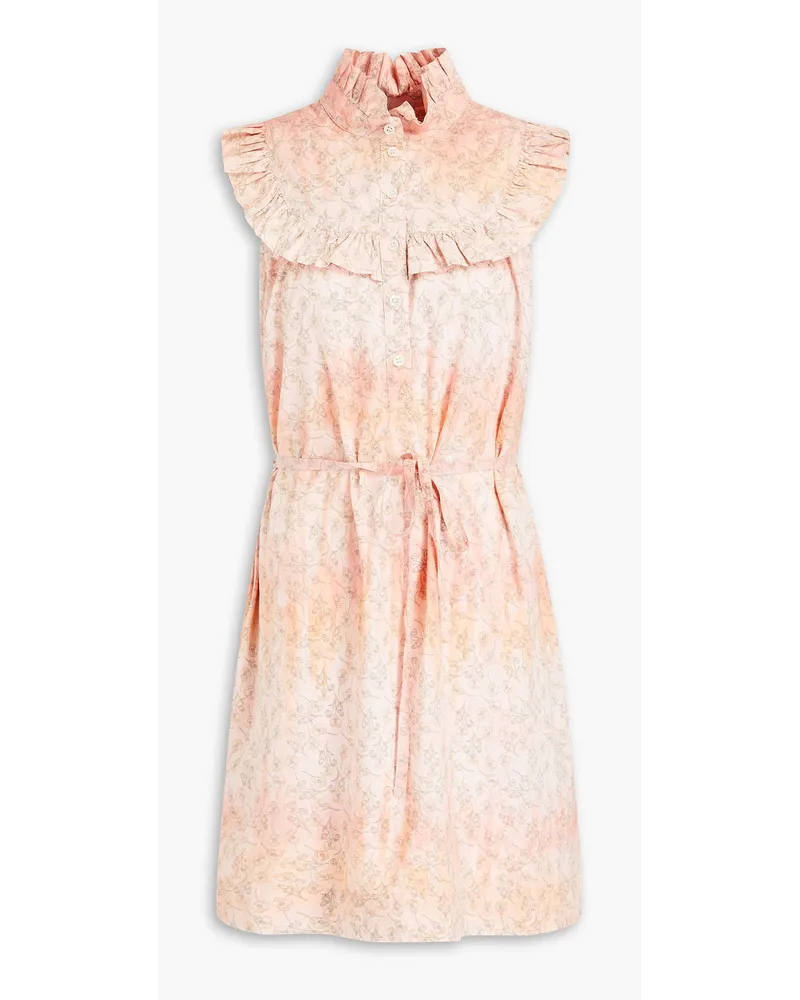 Raquel Allegra Belted floral-print cotton mini dress - Pink Pink