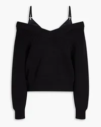 Alexander Wang Cold-shoulder ribbed cotton-blend sweater - Black Black