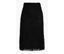 Guipure lace cotton-blend midi skirt - Black