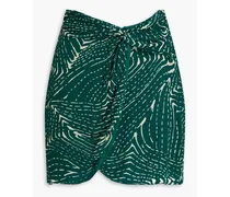 Gassy wrap-effect printed georgette mini skirt - Green