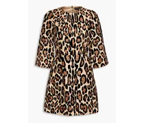 Leopard-print flocked canvas mini dress - Animal print