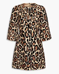 Dolce & Gabbana Leopard-print flocked canvas mini dress - Animal print Animal