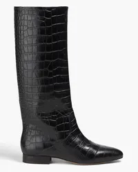 Claudie Pierlot Croc-effect leather boots - Black Black