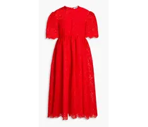 Embellished organza midi dress - Red