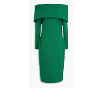 Off-the-shoulder wool-blend ponte dress - Green