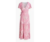Barrie paisley-print voile maxi wrap dress - Pink