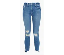 Le High Skinny cropped distressed high-rise skinny jeans - Blue