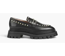 Bead-embellished leather loafers - Black