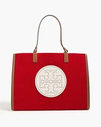 Tory Burch Ella leather-trimmed felt tote - Red Red