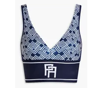 Cropped logo-print stretch-knit bra top - Blue