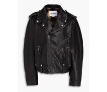 Studded leather biker jacket - Black