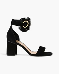 RED Valentino Fringed suede sandals - Black Black