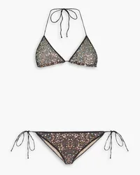 Oséree Netquins sequined crocheted triangle bikini - Black Black