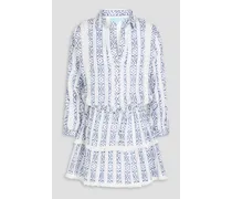 Sophia printed cotton-voile mini dress - White
