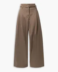 Proenza Schouler Raver belted cotton-blend twill wide-leg pants - Neutral Neutral