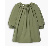 Gathered cotton-blend blouse - Green