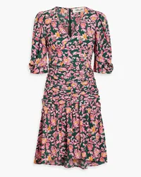 Diane von Furstenberg Nancy ruched floral-print crepe mini dress - Pink Pink