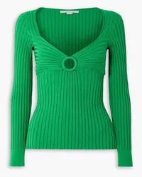 Stella McCartney Ring-embellished ribbed-knit top - Green Green