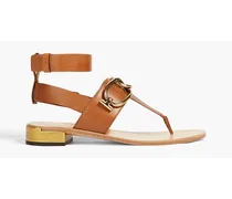 Embellished leather sandals - Brown