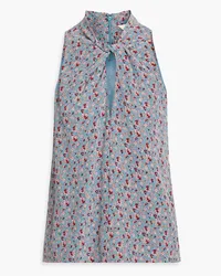 Joie Maraloma twist-front floral-print silk top - Blue Blue