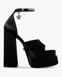 Versace Medusa Aevitas embellished satin platform sandals - Black Black