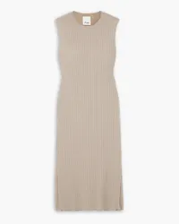 ALLUDE Ribbed cashmere midi dress - Neutral Neutral