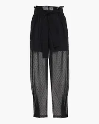 RED Valentino Belted point d'esprit tapered pants - Black Black