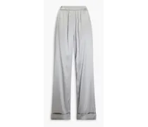 Kim silk-blend satin wide-leg pants - Gray