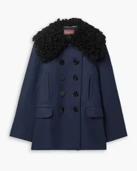 Altuzarra Mimir double-breasted shearling-trimmed wool-blend coat - Blue Blue