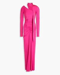 Victoria Beckham Cutout ruched satin-jersey maxi dress - Pink Pink