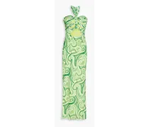 Lopte cutout printed crepe halterneck maxi dress - Green