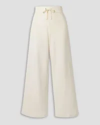 James Perse Brushed waffle-knit cotton and cashmere-blend wide-leg pants - White White