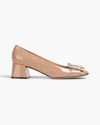 Sergio Rossi Vernice crystal-embellished patent-leather pumps - Neutral Neutral