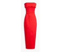Strapless scalloped twill maxi dress - Red