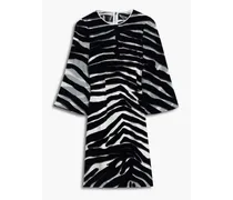 Flocked zebra-print organza mini dress - Black