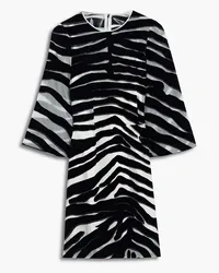 Dolce & Gabbana Flocked zebra-print organza mini dress - Black Black